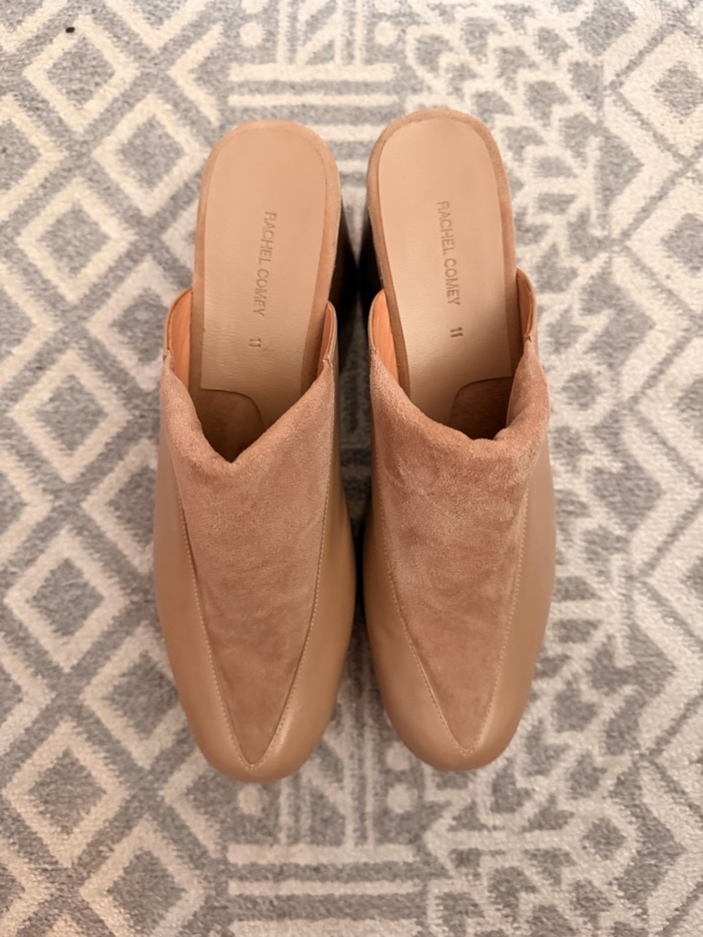 Rachel Comey Two-Tone Tan Leather and Suede Slip-On Mules